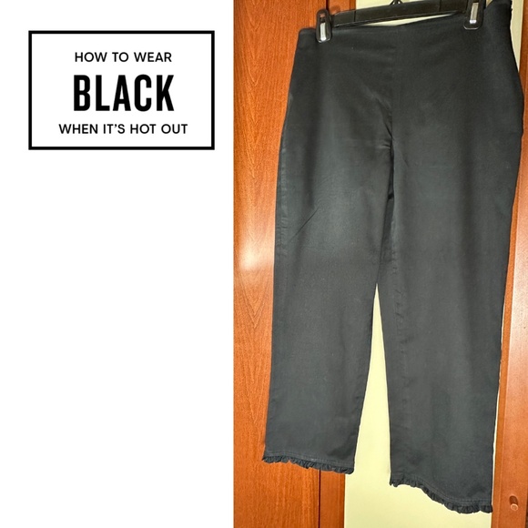 Vintage I.N.C. Cotton Stretch Capri Pants with Ruffle Detail - Picture 1 of 8